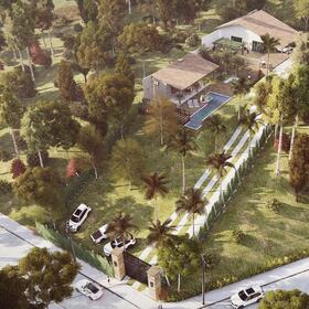 3D aerial rendering of a house