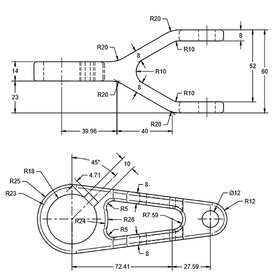 Swing arm 2D CAD drafting